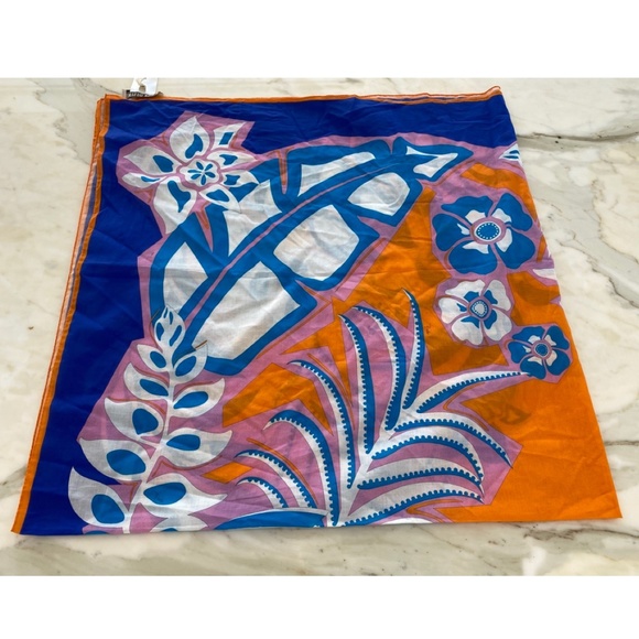 EMILIO PUCCI SAMOA AZURE COTTON-VOILE PAREO NWTS! - Picture 10 of 16